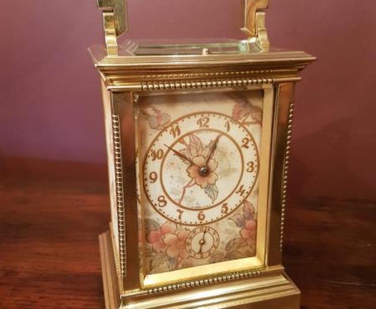 Fine Victorian 8 day Repeater Carriage Clock with Hand Painted Porcelain Panels - Image 1