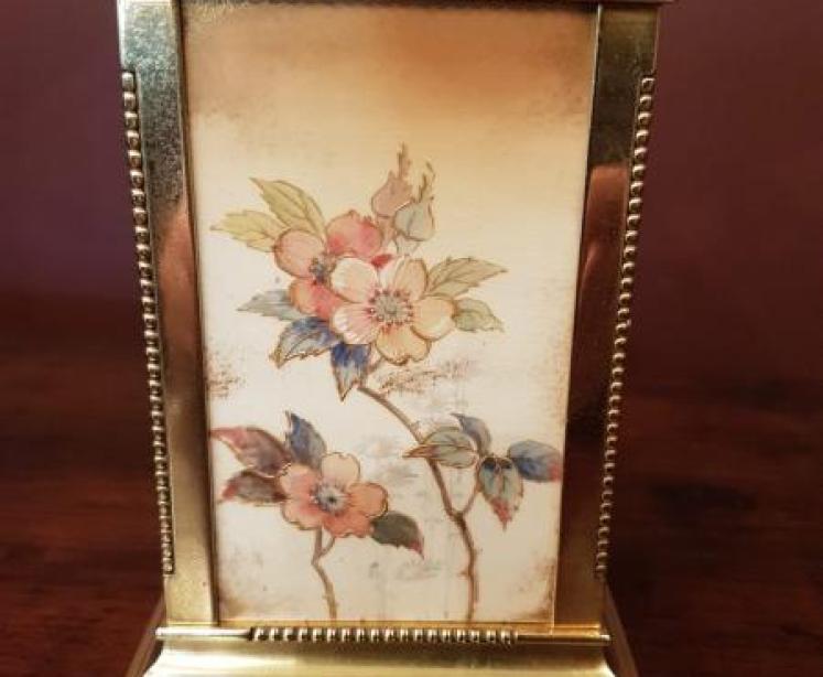 Fine Victorian 8 day Repeater Carriage Clock with Hand Painted Porcelain Panels - Image 2