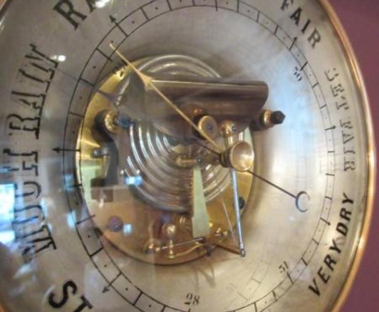 Large 19th Century Antique 8" Skeletonised Marine Barometer - Image 2