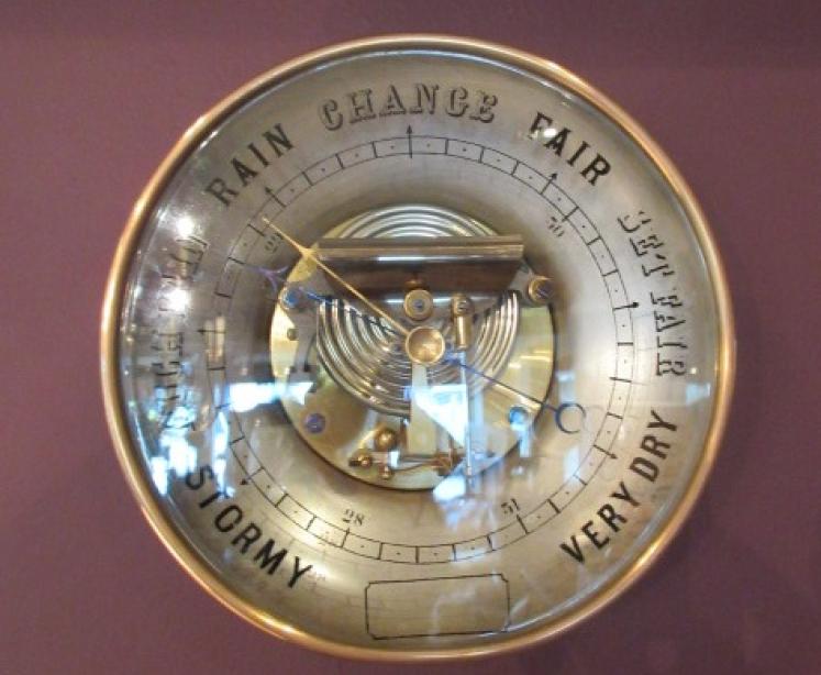 Large 19th Century Antique 8" Skeletonised Marine Barometer - Image 4