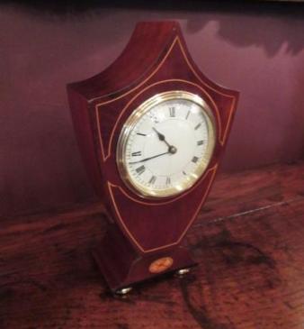 Edwardian Sheraton Inlaid Mantel Clock