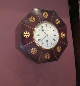 19th Century Rosewood Inlaid Library Wall Clock