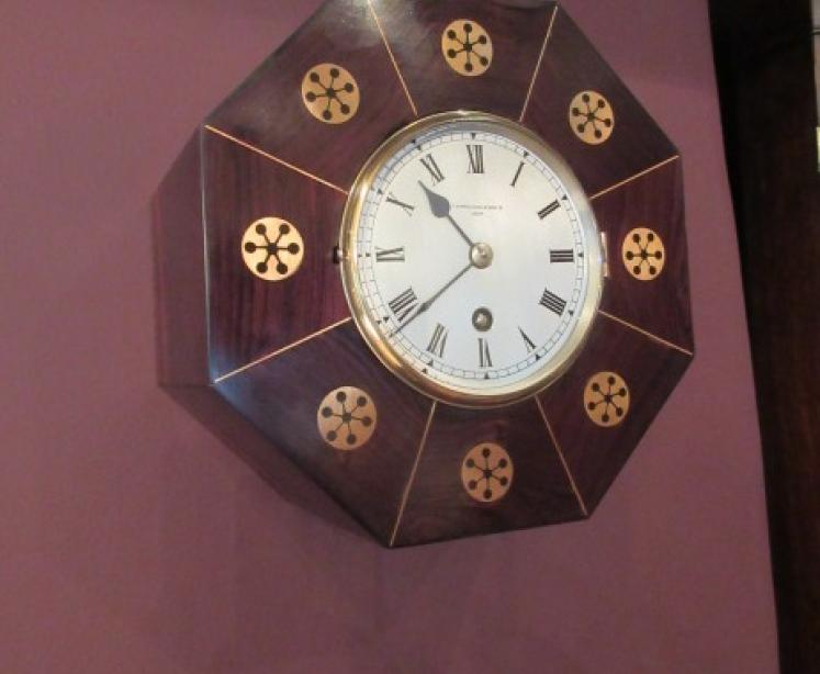 19th Century Rosewood Inlaid Library Wall Clock - Image 1