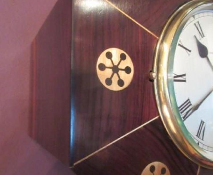 19th Century Rosewood Inlaid Library Wall Clock - Image 3
