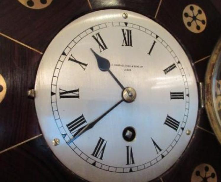 19th Century Rosewood Inlaid Library Wall Clock - Image 4