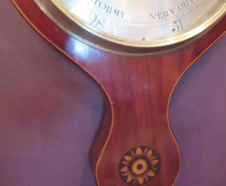 George III Period Sheraton Inlaid Banjo Barometer - Image 5