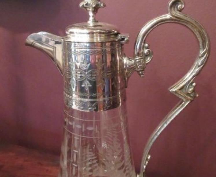 Late Victorian Antique Silvered Claret Jug - Image 3