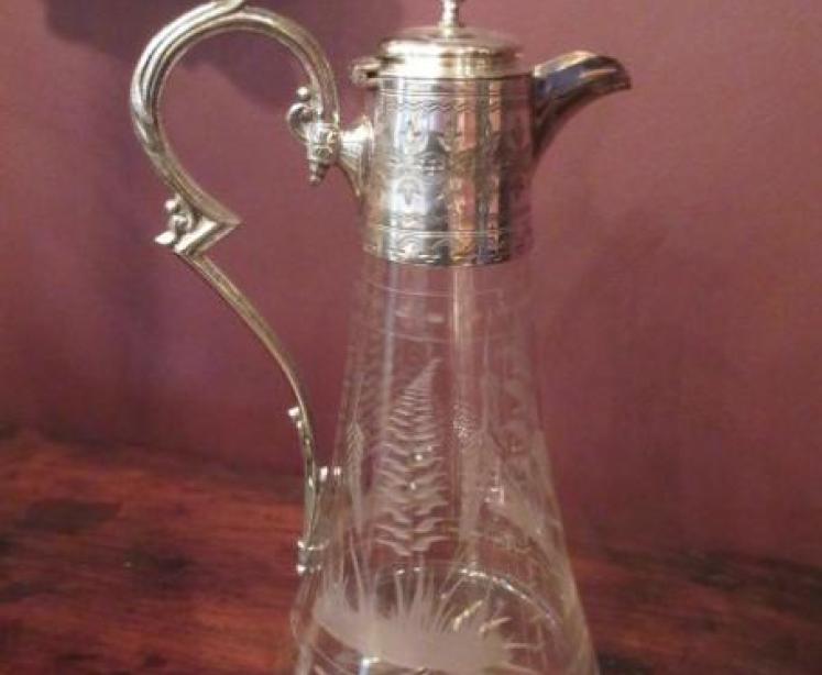 Late Victorian Antique Silvered Claret Jug - Image 5