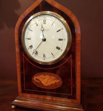 Fine Quality Sheraton Inlaid Edwardian Mantle Clock