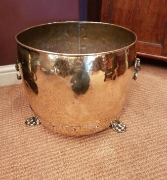 Quality Victorian Brass Log Bin or Planter