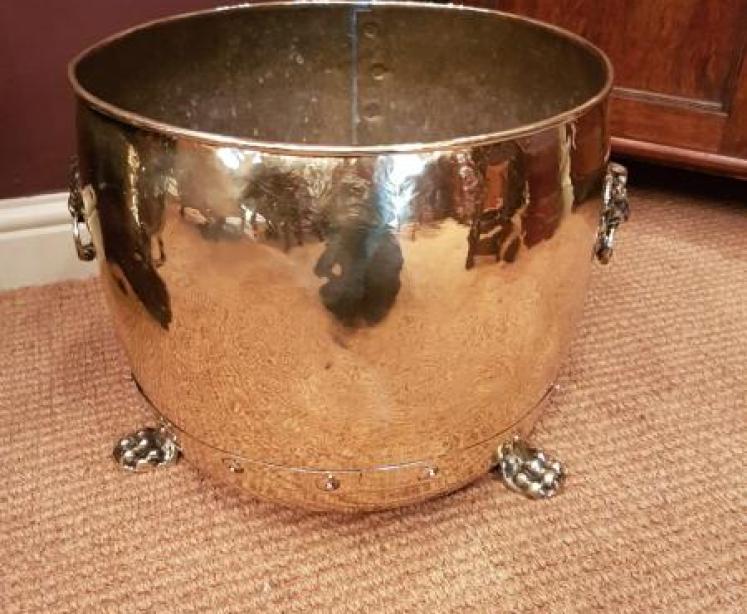 Quality Victorian Brass Log Bin or Planter - Image 1