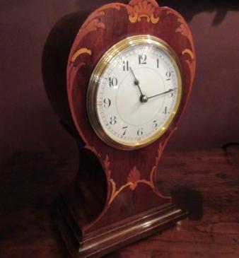 Edwardian Period Inlaid Petal Shaped Mantel Clock