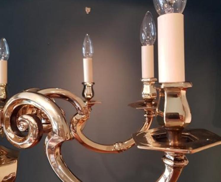 Top Quality Edwardian Eight  Arm Cast Bronze Chandelier - Image 4