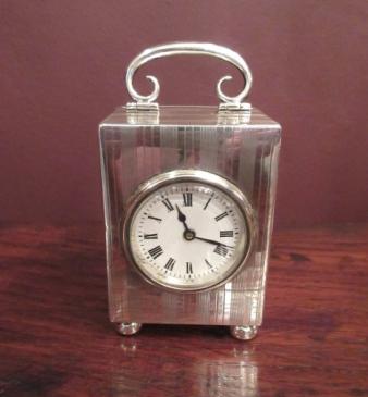 Fine George V Period Antique Solid Silver Carriage Clock