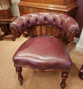 Superb William IV leather upholstered Library Chair
