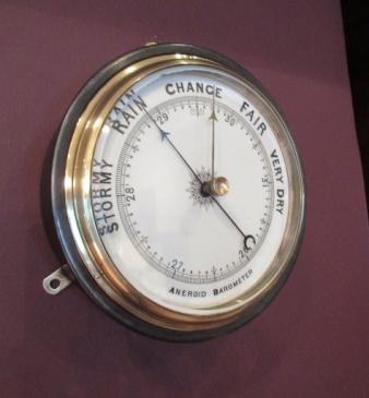 Large Antique Polished Steel  Marine Barometer
