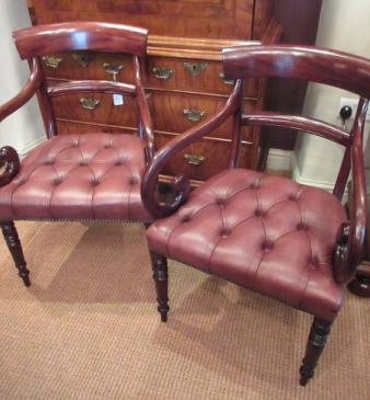 Pair of Regency Antique Mahogany Carver Armchairs