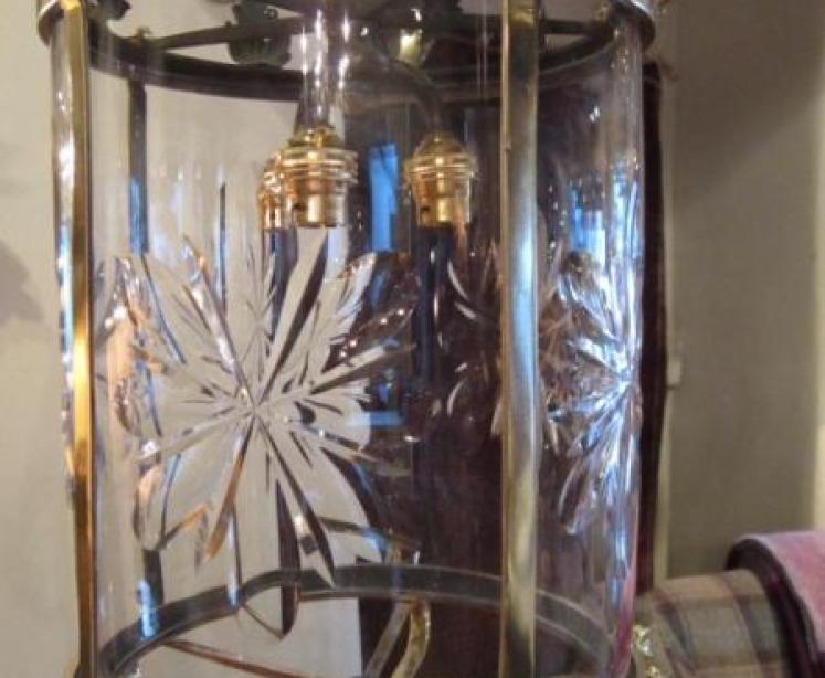 Stunning Victorian Cut Glass Hall Lantern - Image 2