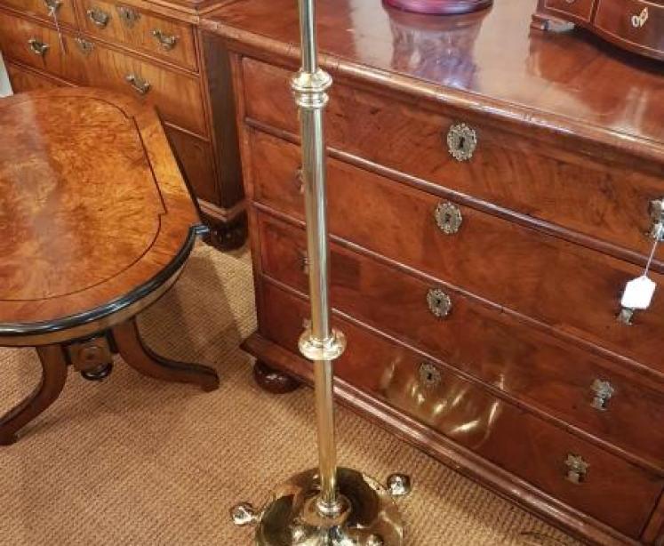 Antique Art Nouveau Solid Brass Rise and Fall Lamp Standard - Image 1