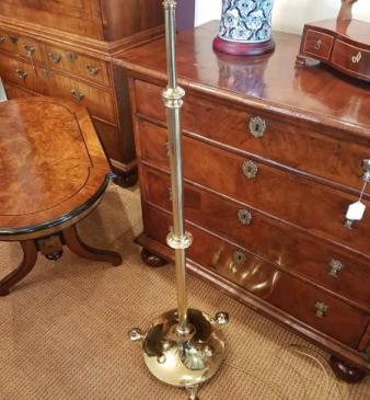 Antique Art Nouveau Solid Brass Rise and Fall Lamp Standard
