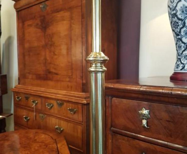 Antique Art Nouveau Solid Brass Rise and Fall Lamp Standard - Image 2