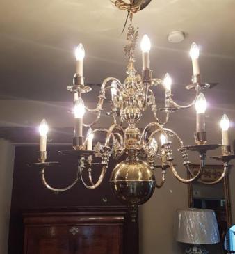 Impressive Late Victorian 12 Arm Two Tier Chandelier