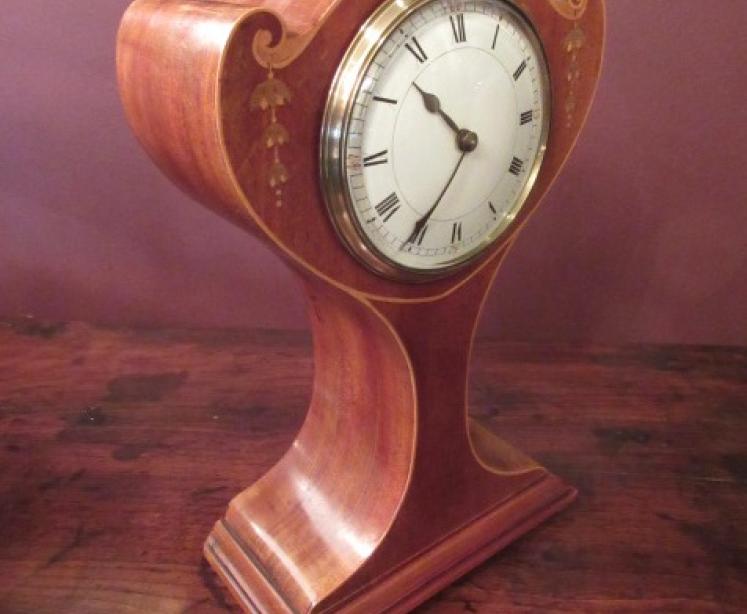 Elegant Art Nouveau Inlaid Mantel Clock - Image 5