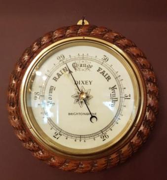 Victorian Carved Oak Barometer by Dixey 