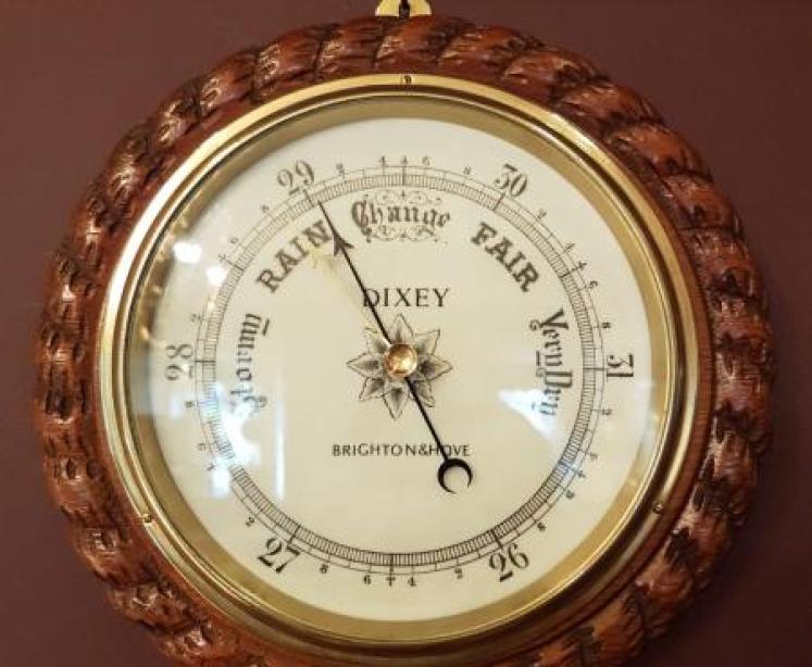 Victorian Carved Oak Barometer by Dixey  - Image 1
