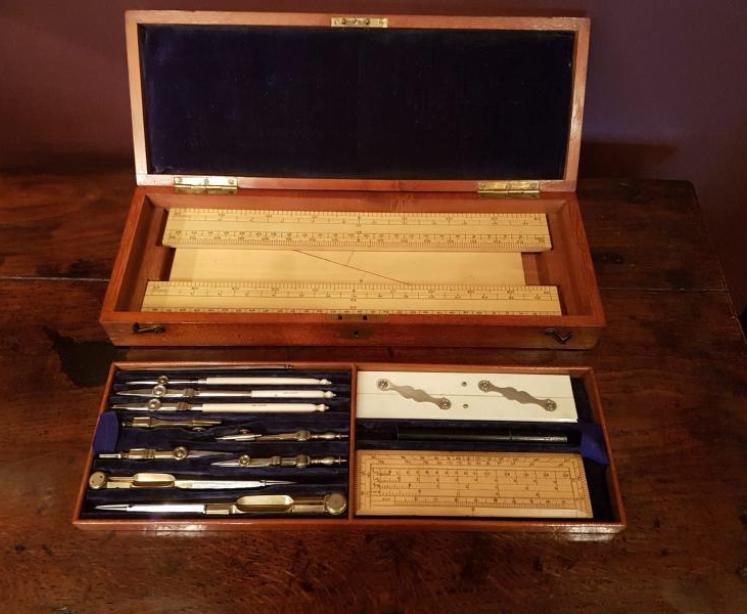 Superb Victorian Mahogany Cased Drawing Instruments Set - Image 4