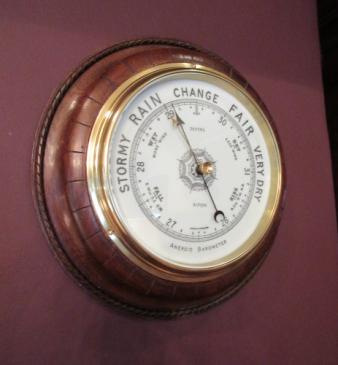 Large Antique Polished Oak Ripon Barometer
