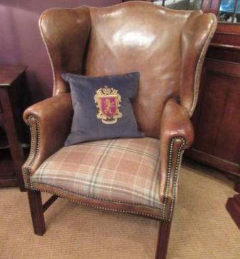 Superb 19th Century Antique Leather Wing Back Armchair