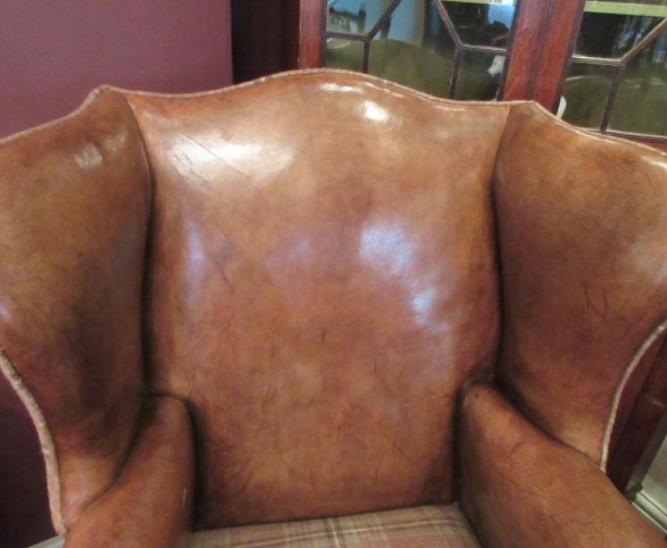 Superb 19th Century Antique Leather Wing Back Armchair - Image 3