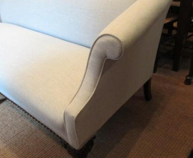 Antique George III Style Upholstered Hump Back Sofa - Image 2