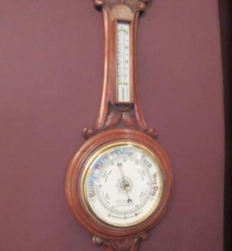 Small Victorian Antique Polished Oak Banjo Barometer