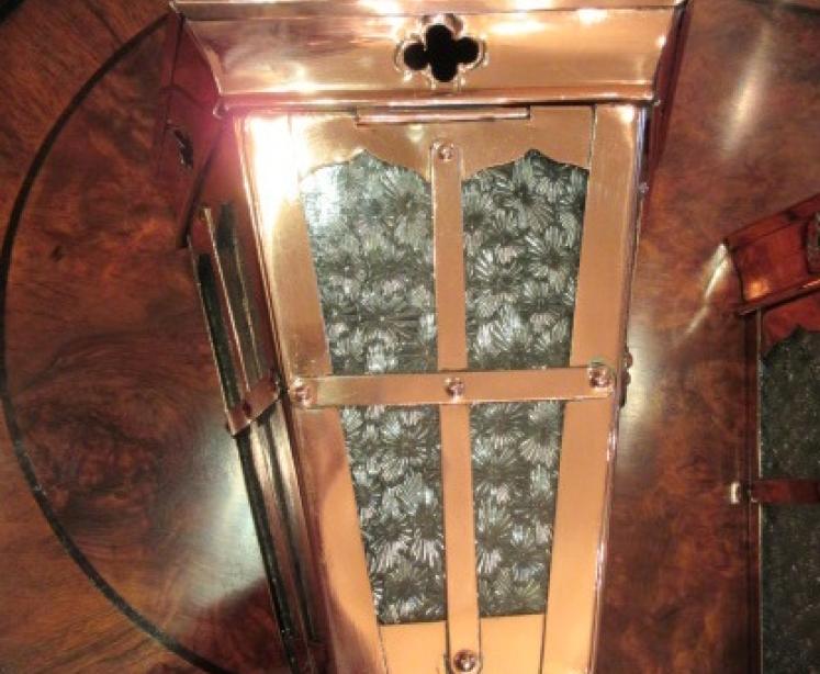 Pair of Arts & Crafts Antique Copper Wall Lanterns - Image 2