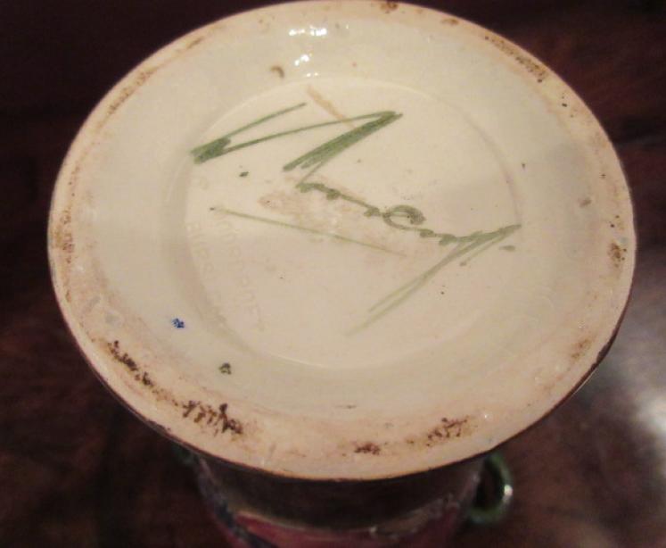 Early Moorcroft Pomegranate on Ochre Twin Handled Vase - Image 4