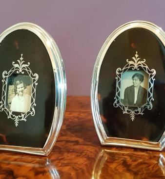 Pair of Silver George V Period and Tortoise Shell Photo Frames