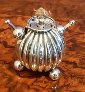 Victorian Antique Novelty Silver Grenade Table Lighter