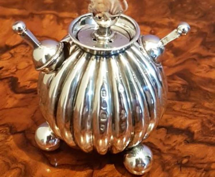 Victorian Antique Novelty Silver Grenade Table Lighter - Image 1