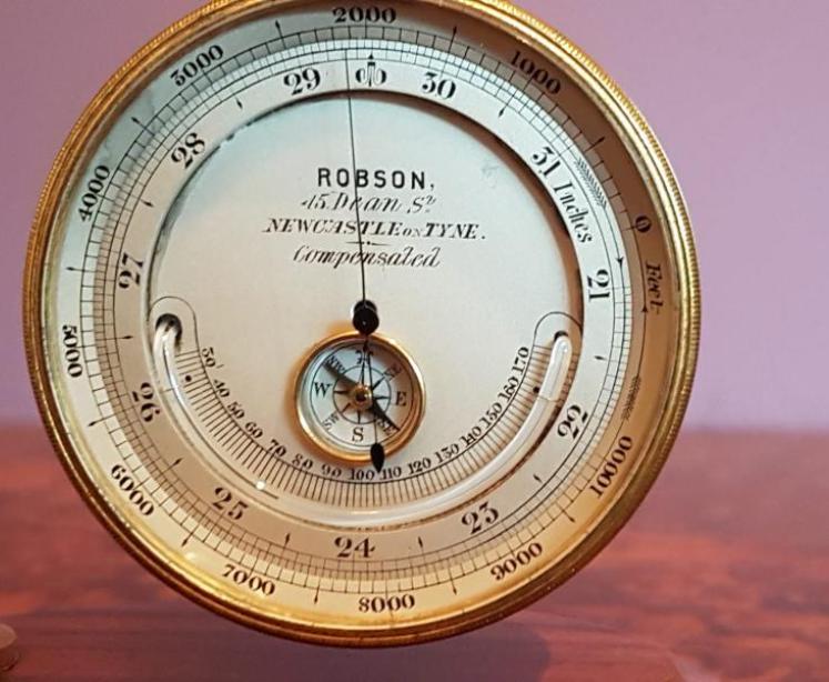 Antique Gilt Pocket Barometer and Stand - Image 2