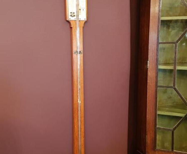 Victorian Oak Negretti and Zambra Stick Barometer - Image 1