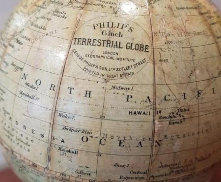 Antique 6" 1930's Phillips paper mache Globe - Image 2