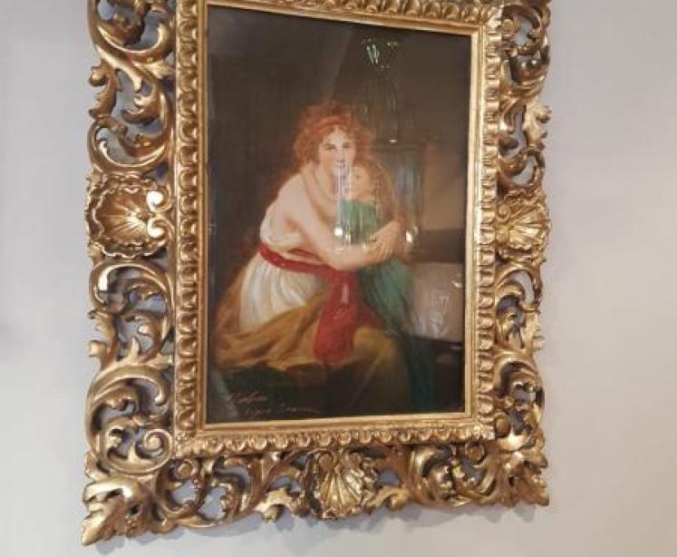Victorian Oil on Canvas in Superb Florentine Frame - Image 1