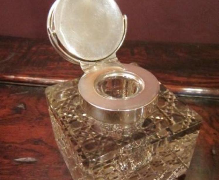 Very Rare Edwardian Silver Inkwell & Barometer - Image 2