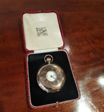 Immaculate Antique 9ct Gold Half Hunter Pocket Watch