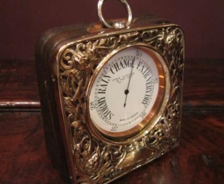 Superb Edwardian 9ct Gold Table Top Barometer - Image 1