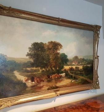 Superb Large Victorian Oil on Canvas by James Edwin Meadows 