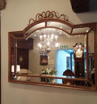 Early Victorian Timber Gilt Segmented Over Mantel Mirror