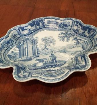 Early Victorian Adams Blue and White Transfer Print Dish
